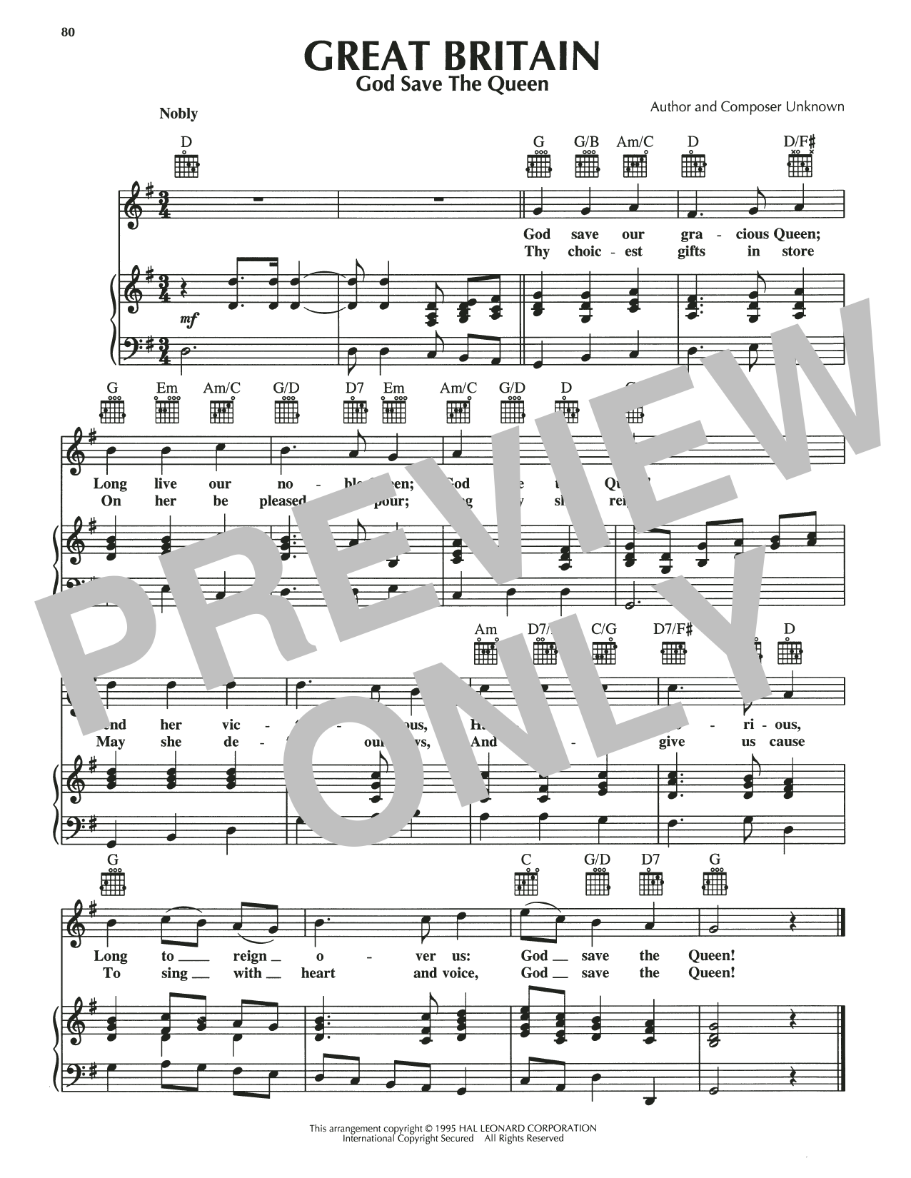 Produktgalerie: Seite 1 von 1 God Save The Queen, Traditional English, Gesang, Gitarre, Klavier