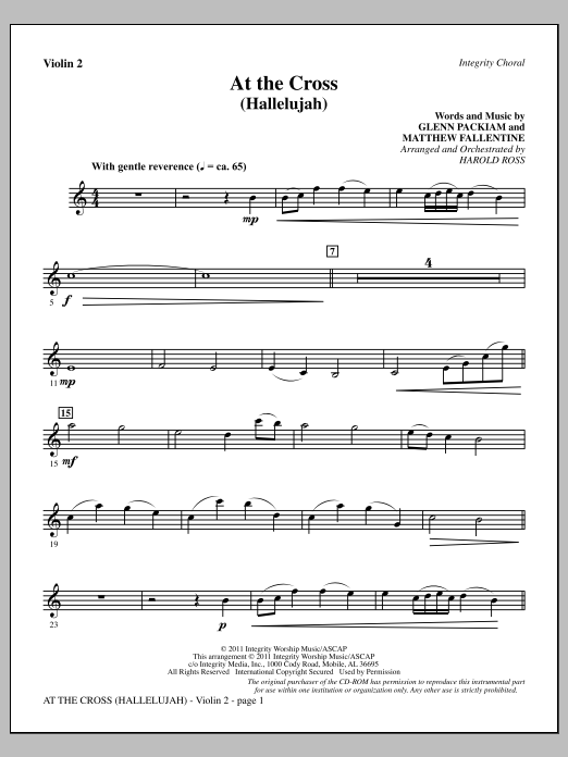 Produktgalerie: Seite 1 von 1 At The Cross (Hallelujah) - Violin 2, Harold Ross, Chor