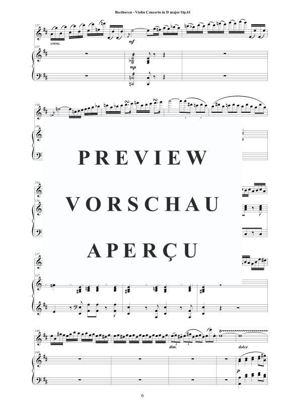 Produktgalerie: Seite 7 von 11 Violin Concerto in D major Op.61 for Violin and Piano - Score and Part, , Violine und Klavier