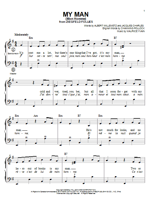 Product gallery: Page 1 of 1 My Man (Mon Homme), Albert Willemetz