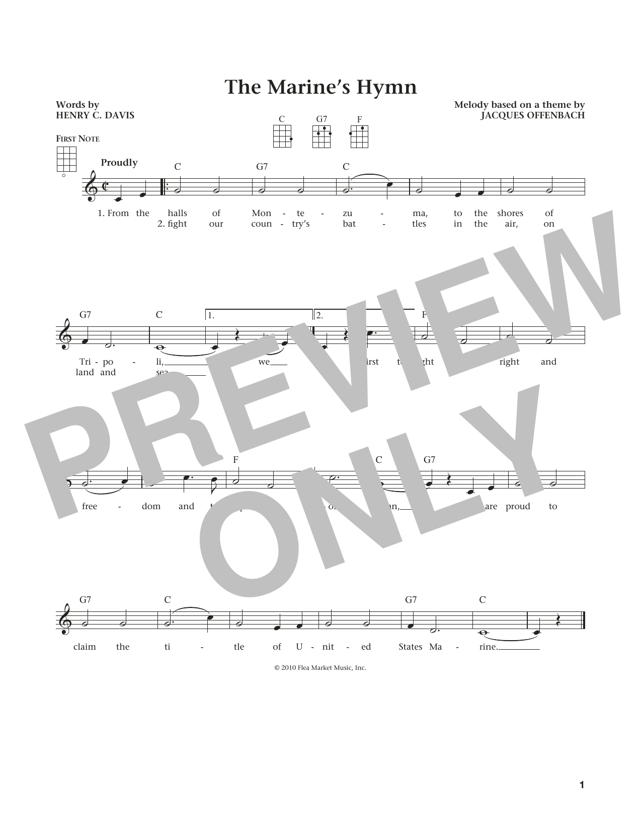 Product gallery: Page 1 of 1 Marine's Hymn (from The Daily Ukulele) (arr. Liz and Jim Beloff), Jacques Offenbach