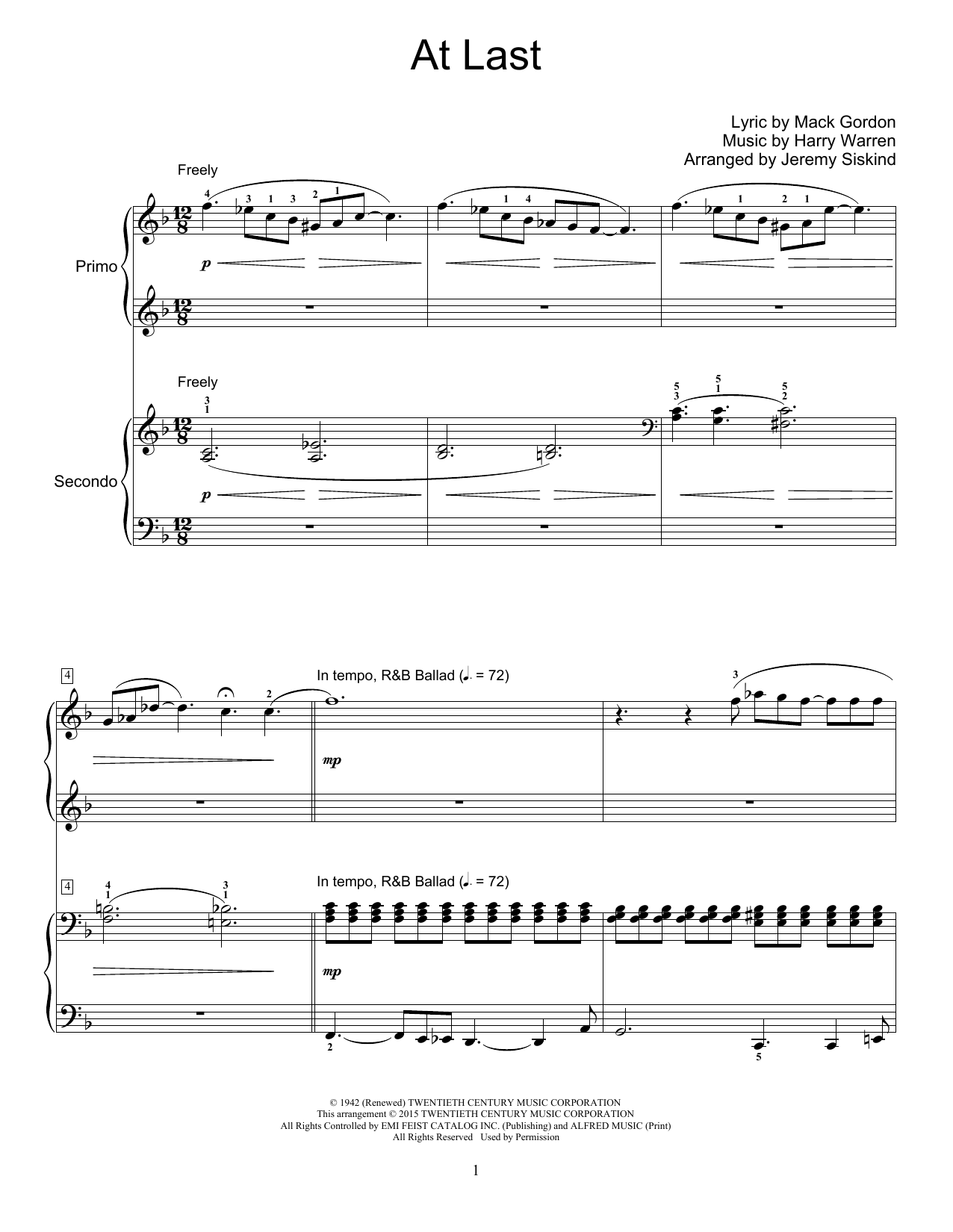 Produktbild zu: At Last (arr. Jeremy Siskind)