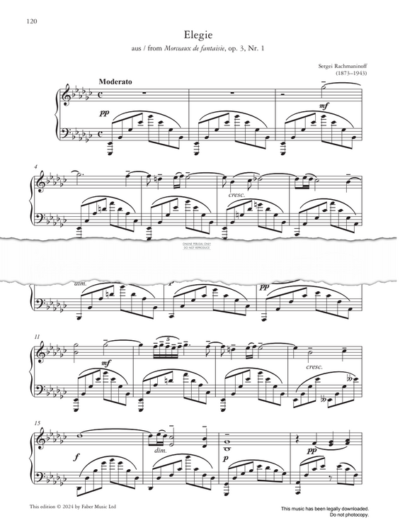 Produktgalerie: Seite 1 von 1 Elégie, No.1 from Morceaux de fantaisie, Op.3, Sergei Rachmaninoff, Klavier