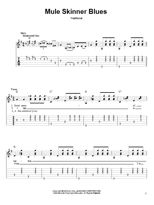 Produktgalerie: Seite 1 von 1 Mule Skinner Blues, Jimmie Rodgers, Gitarre