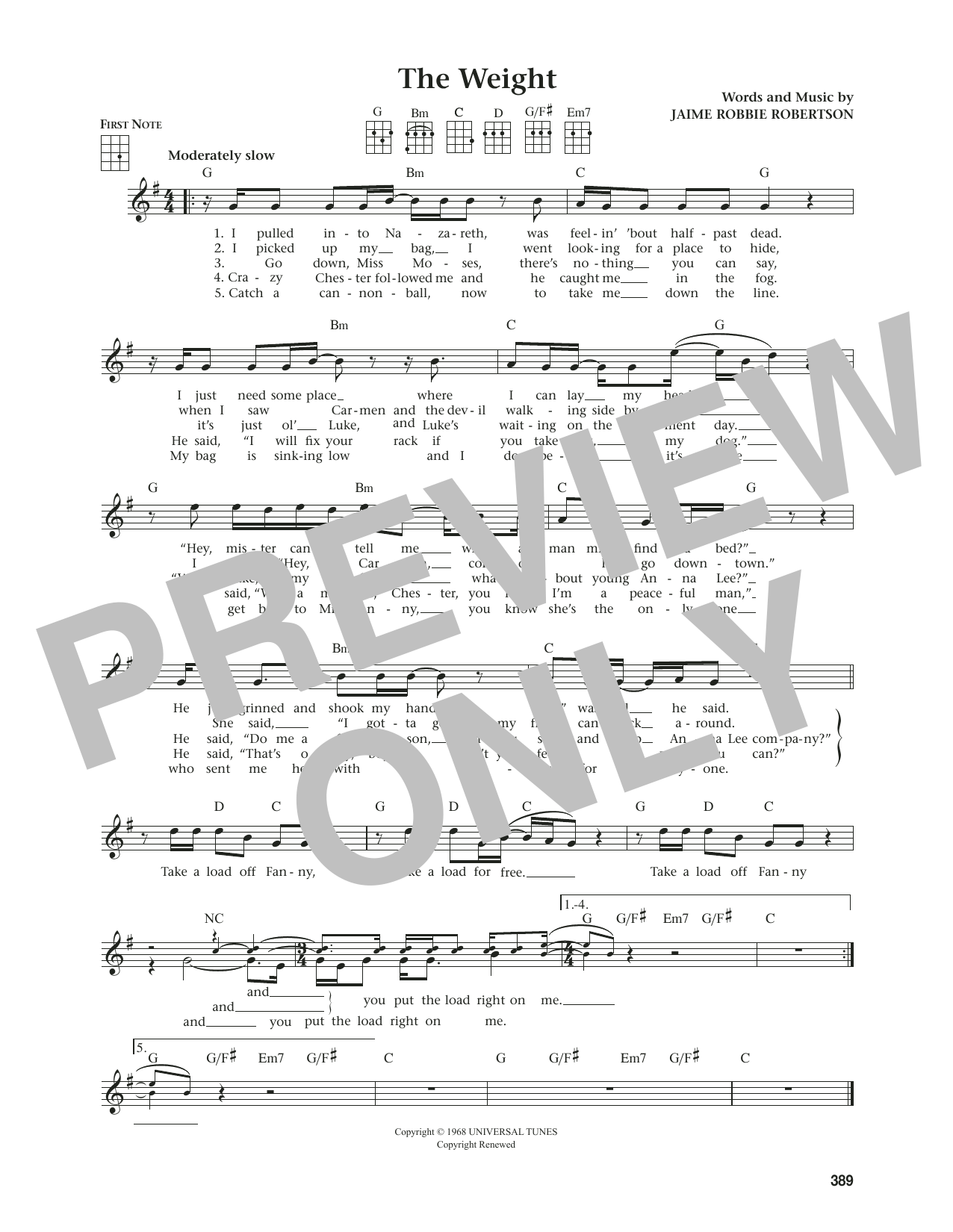 Produktgalerie: Seite 1 von 1 The Weight (from The Daily Ukulele) (arr. Jim Beloff), The Band, Ukulele