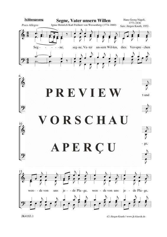 gallery: Segne, Vater unsern Willen, , Gemischter Chor