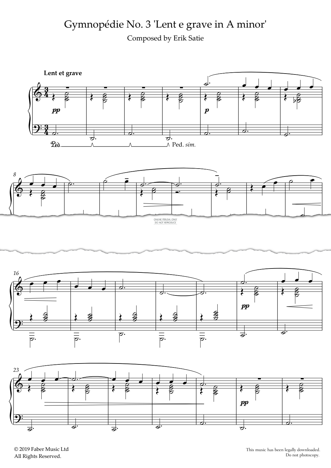 Produktbild zu: Gymnopédie No. 3 'Lent e grave in A minor'