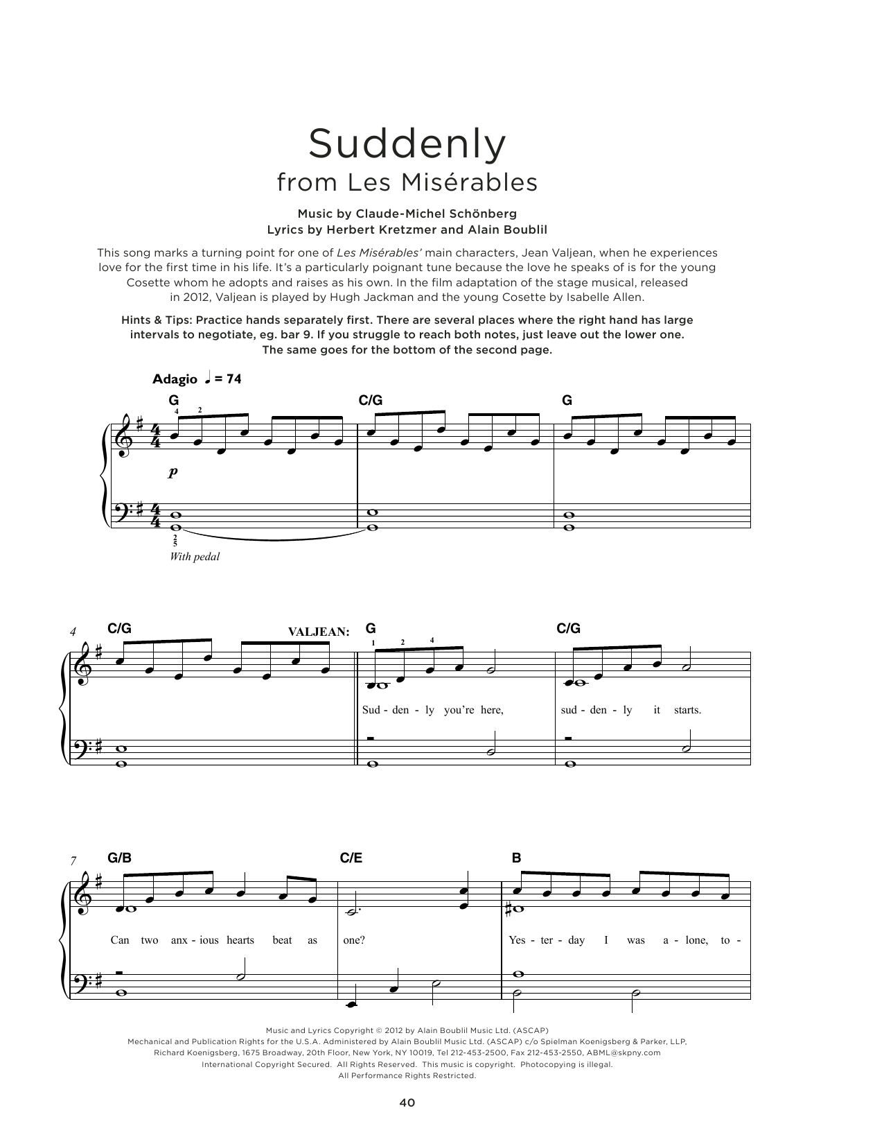 Produktbild zu: Suddenly (from Les Miserables)