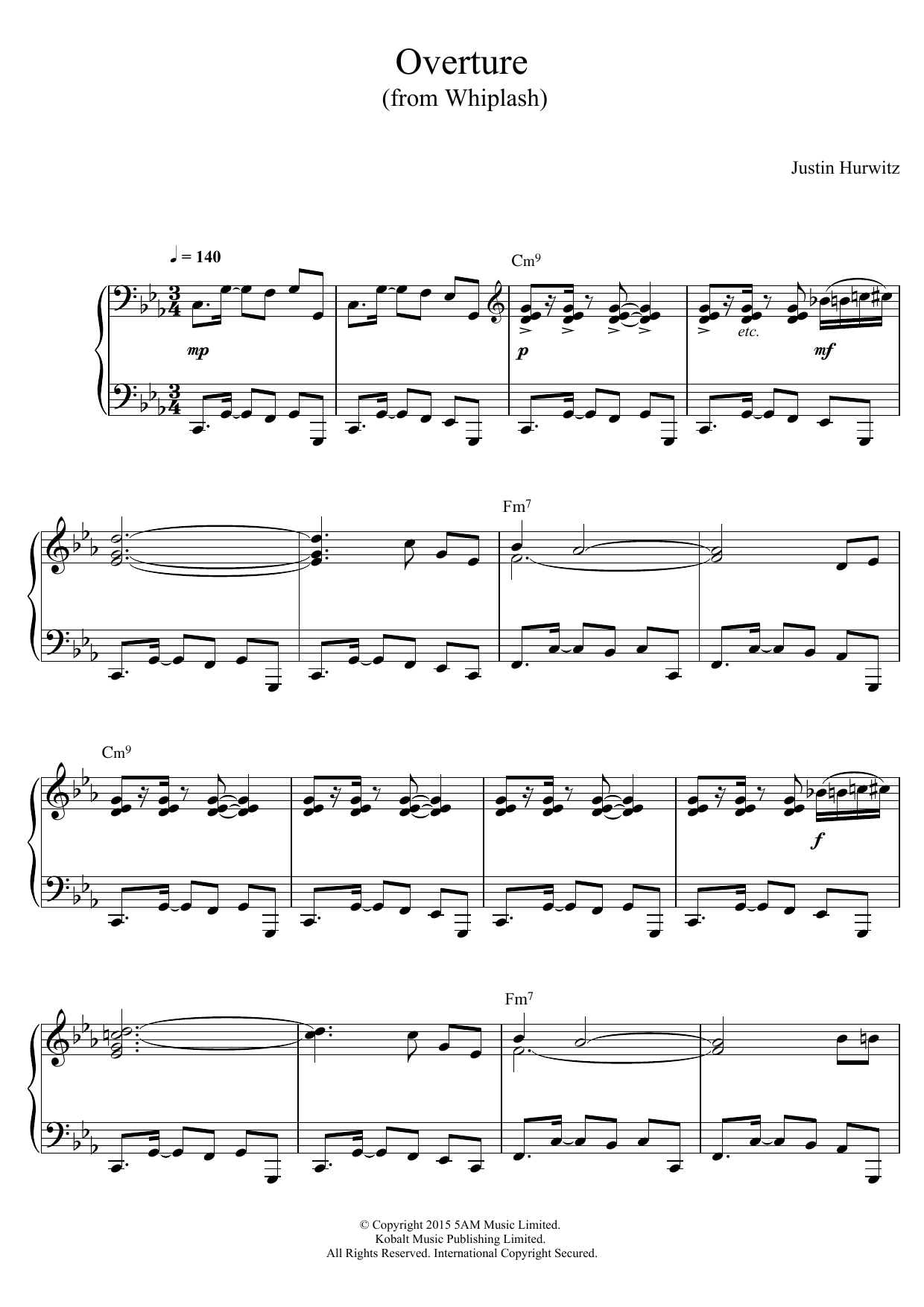 Product gallery: Page 1 of 1 Overture (from Whiplash), Justin Hurwitz
