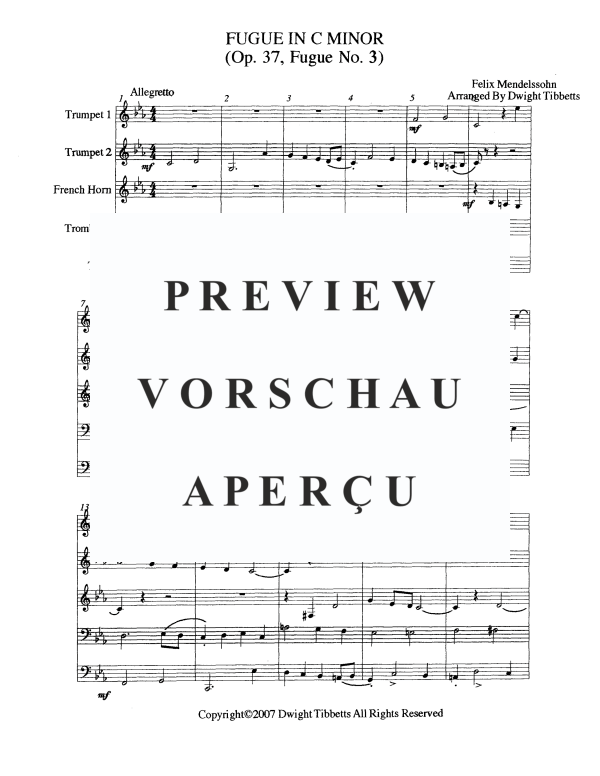 Product gallery: Page 3 of 11 Fugue in C Minor, Opus 37, No. 3, , Brass Quintet