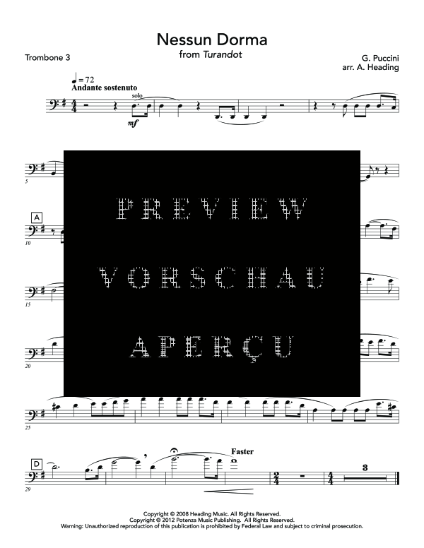 Produktgalerie: Seite 10 von 11 Nessun Dorma, , (Blechbläser Quartett 3x Posaune und Tuba)
