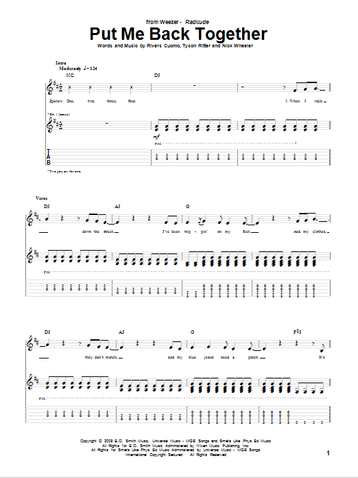 Produktgalerie: Seite 1 von 1 Put Me Back Together, Weezer, Gitarre