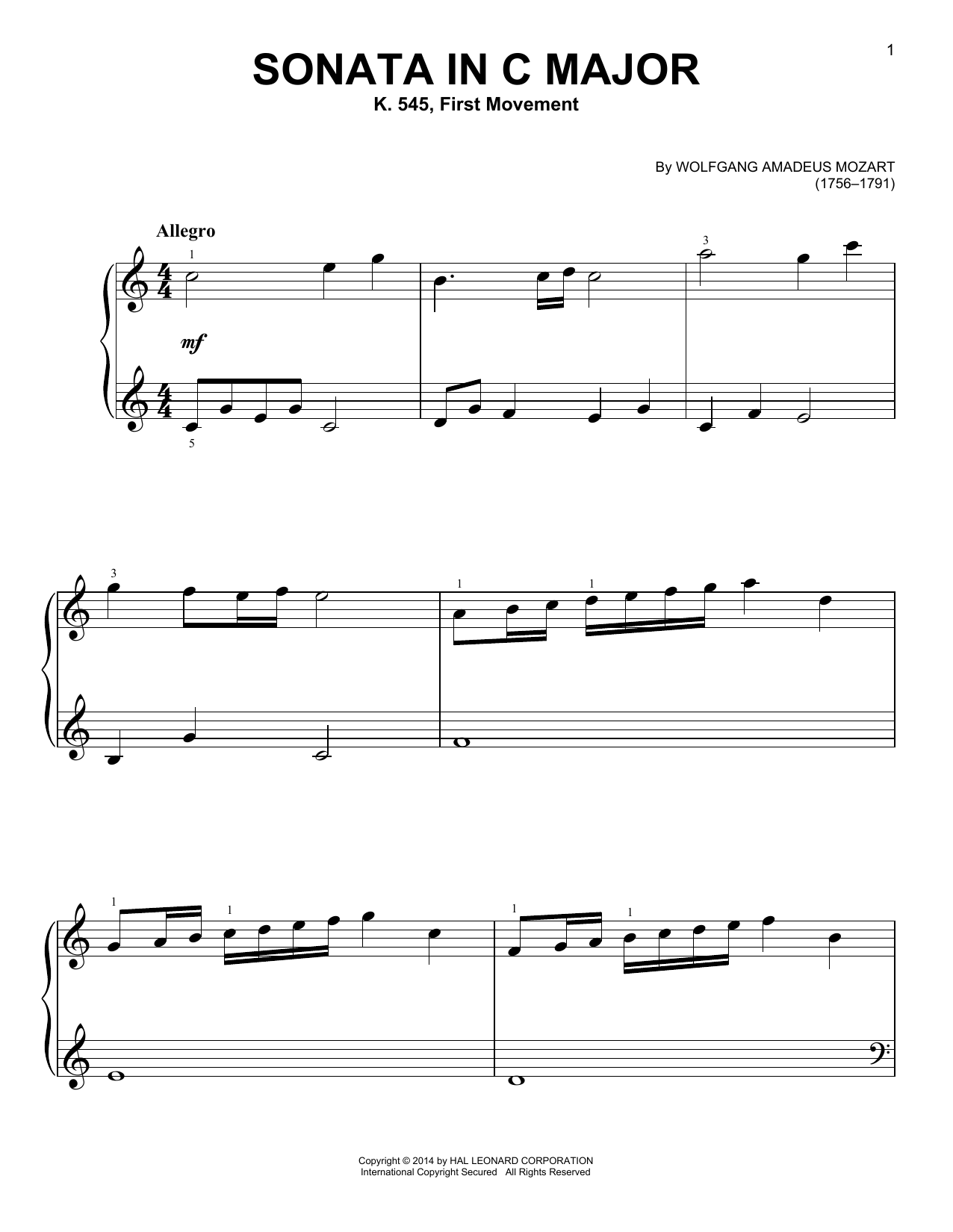 Produktbild zu: Sonata in C Major, K. 545, First Movement