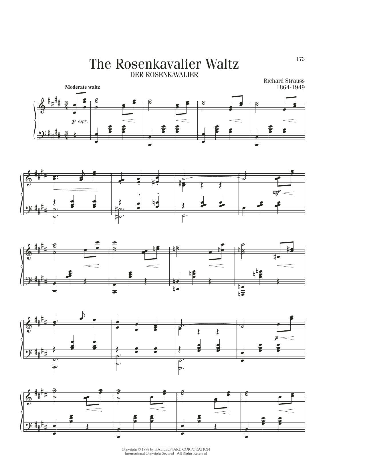 Product gallery: Page 1 of 1 The Rosenkavalier Waltz, Richard Strauss