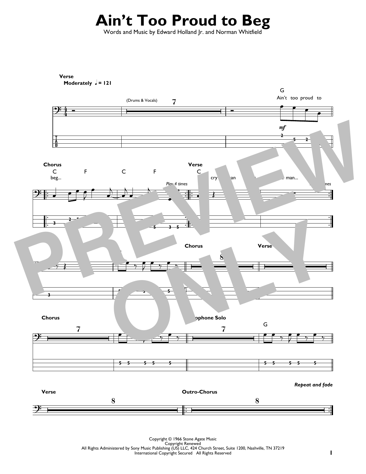 Produktgalerie: Seite 1 von 1 Ain't Too Proud To Beg, The Temptations, E-Bass, Gitarre
