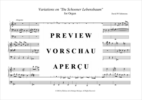 gallery: Variationen auf Du schöner Lebensbaum , , (Orgel Solo)
