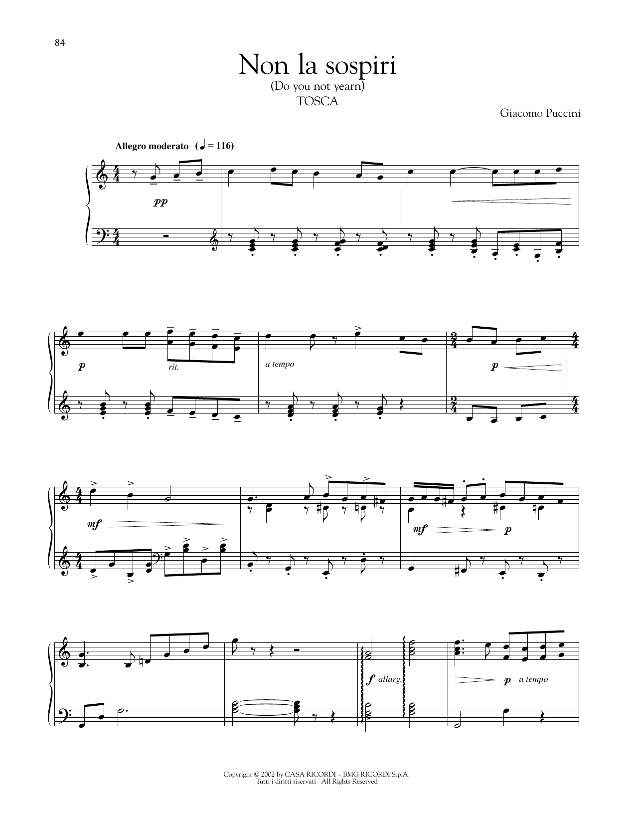 Product gallery: Page 1 of 1 Non La Sospiri La Nostra Casetta, Giacomo Puccini