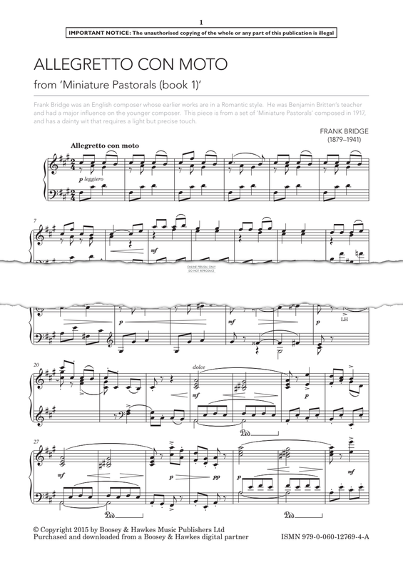 Produktgalerie: Seite 1 von 1 Allegretto con moto from ‘Miniature Pastorals (book 1)’, Frank Bridge, Klavier