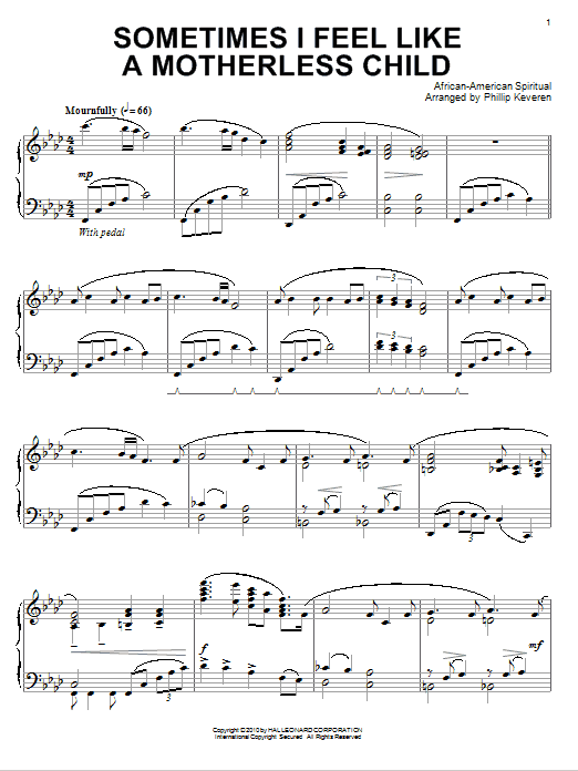 Product picture to:  Sometimes I Feel Like A Motherless Child (arr. Phillip Keveren) - African-American Spiritual