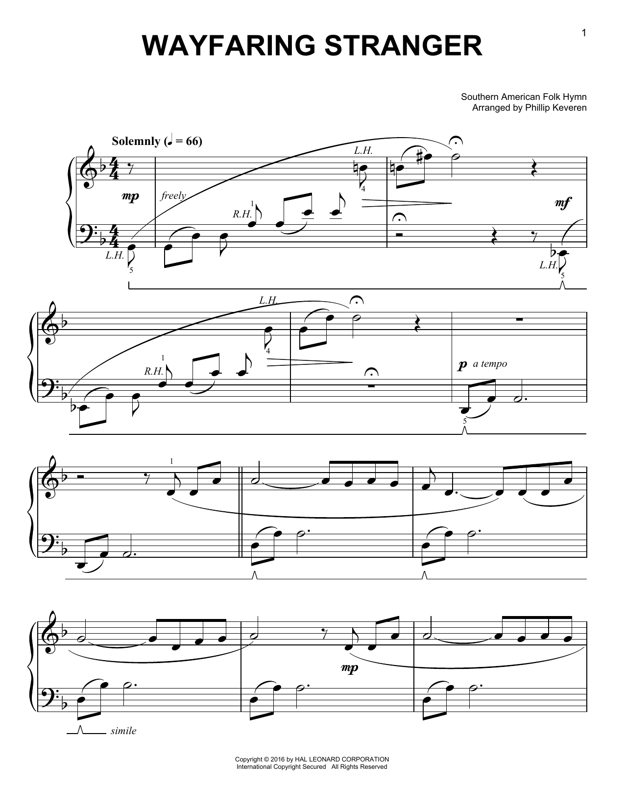 Product gallery: Page 1 of 1 Wayfaring Stranger, Southern American Folk Hymn