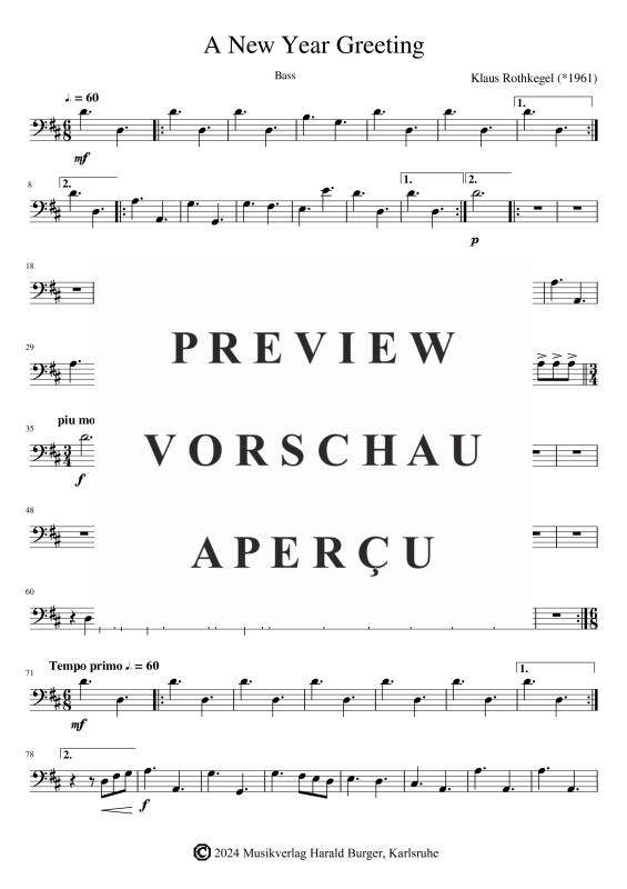 gallery: A New Year Greeting (Einzelstimmen), , Zupfensemble Kontrabass