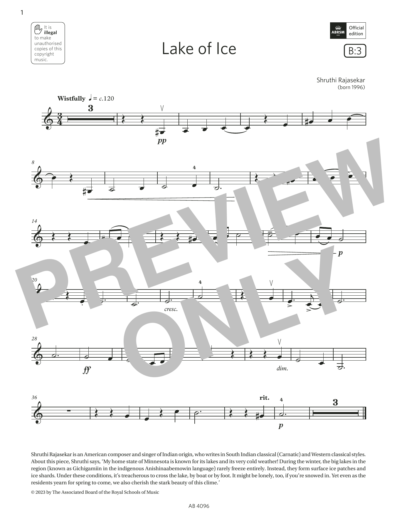 Produktbild zu:  Lake of Ice (Grade 2, B3, from the ABRSM Violin Syllabus from 2024) - Shruthi Rajasekar