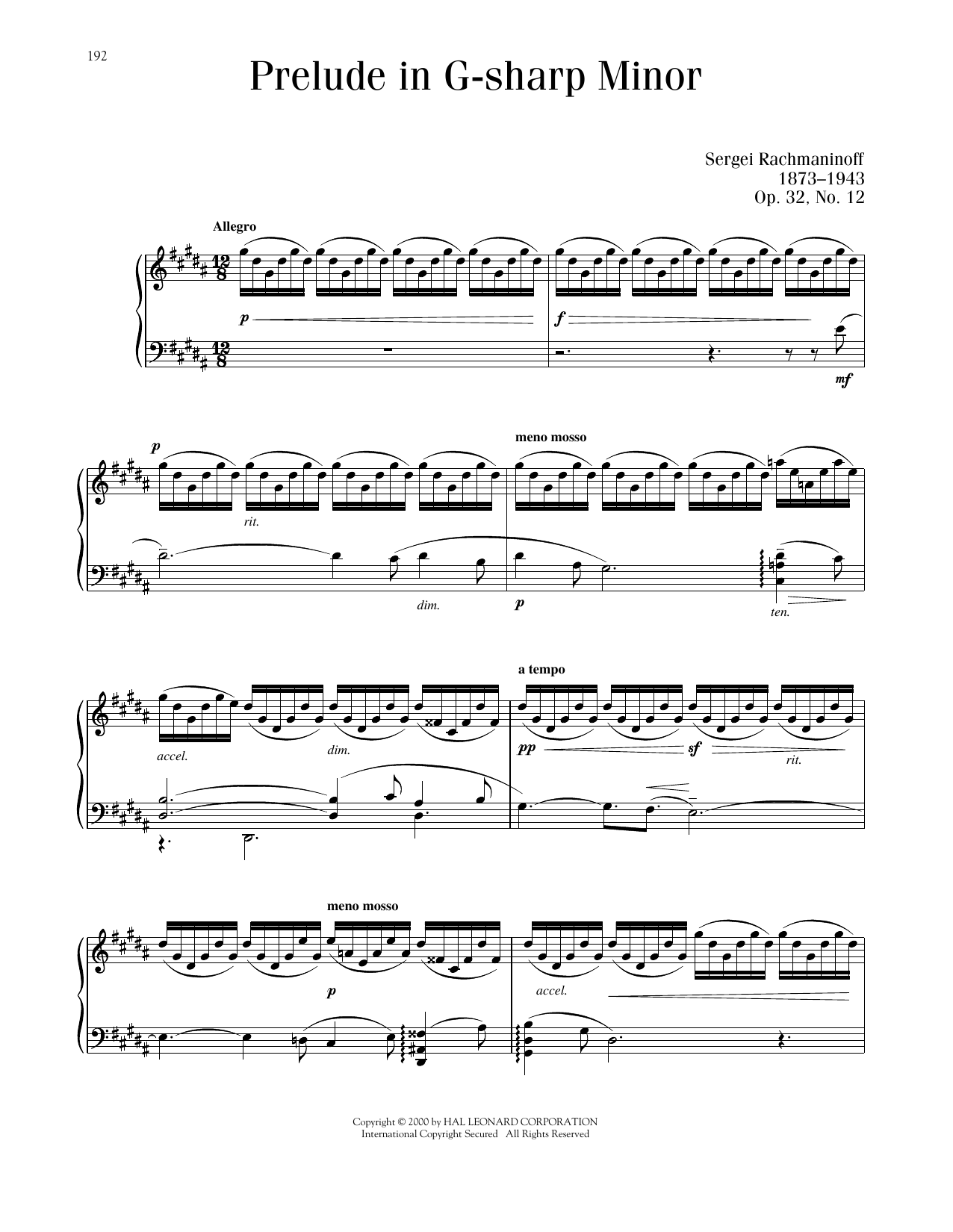 Product picture to: Prelude In G-Sharp Minor, Op. 32, No. 12