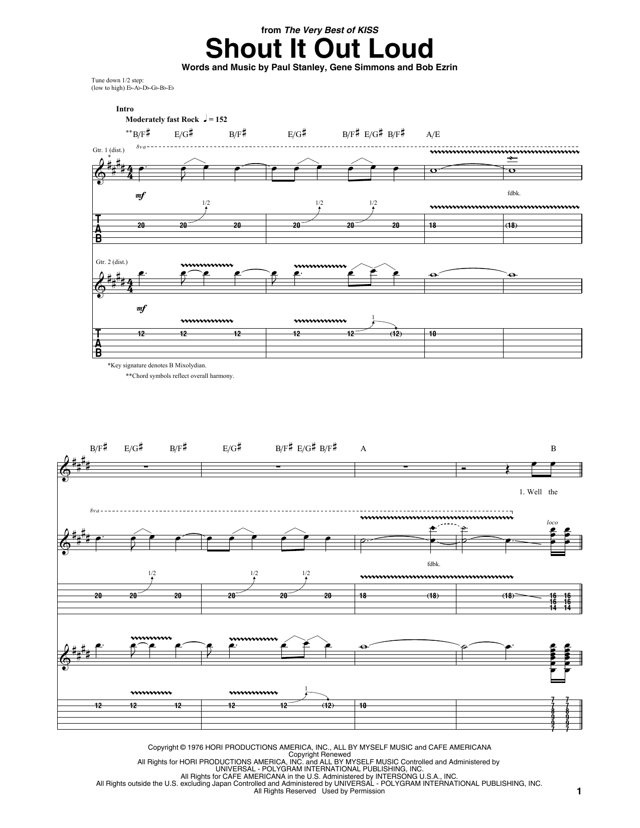 Produktgalerie: Seite 1 von 1 Shout It Out Loud, KISS, Gitarre