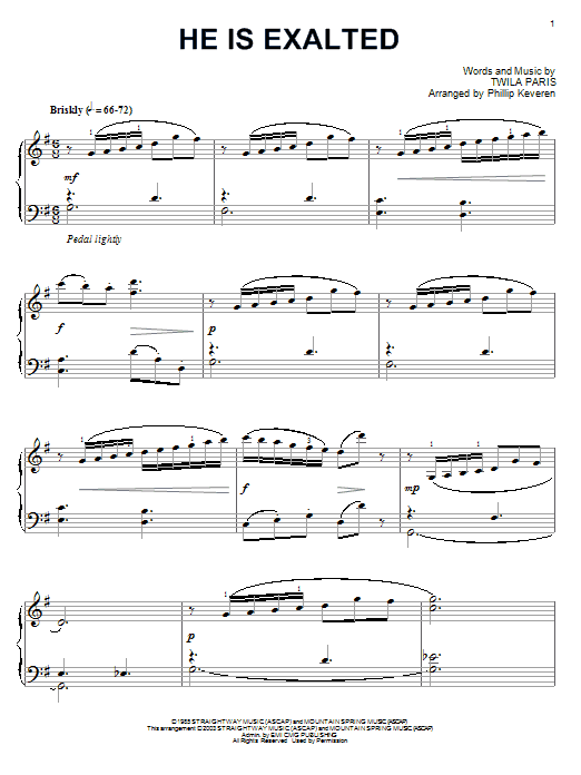 Product gallery: Page 1 of 1 He Is Exalted (arr. Phillip Keveren), Twila Paris