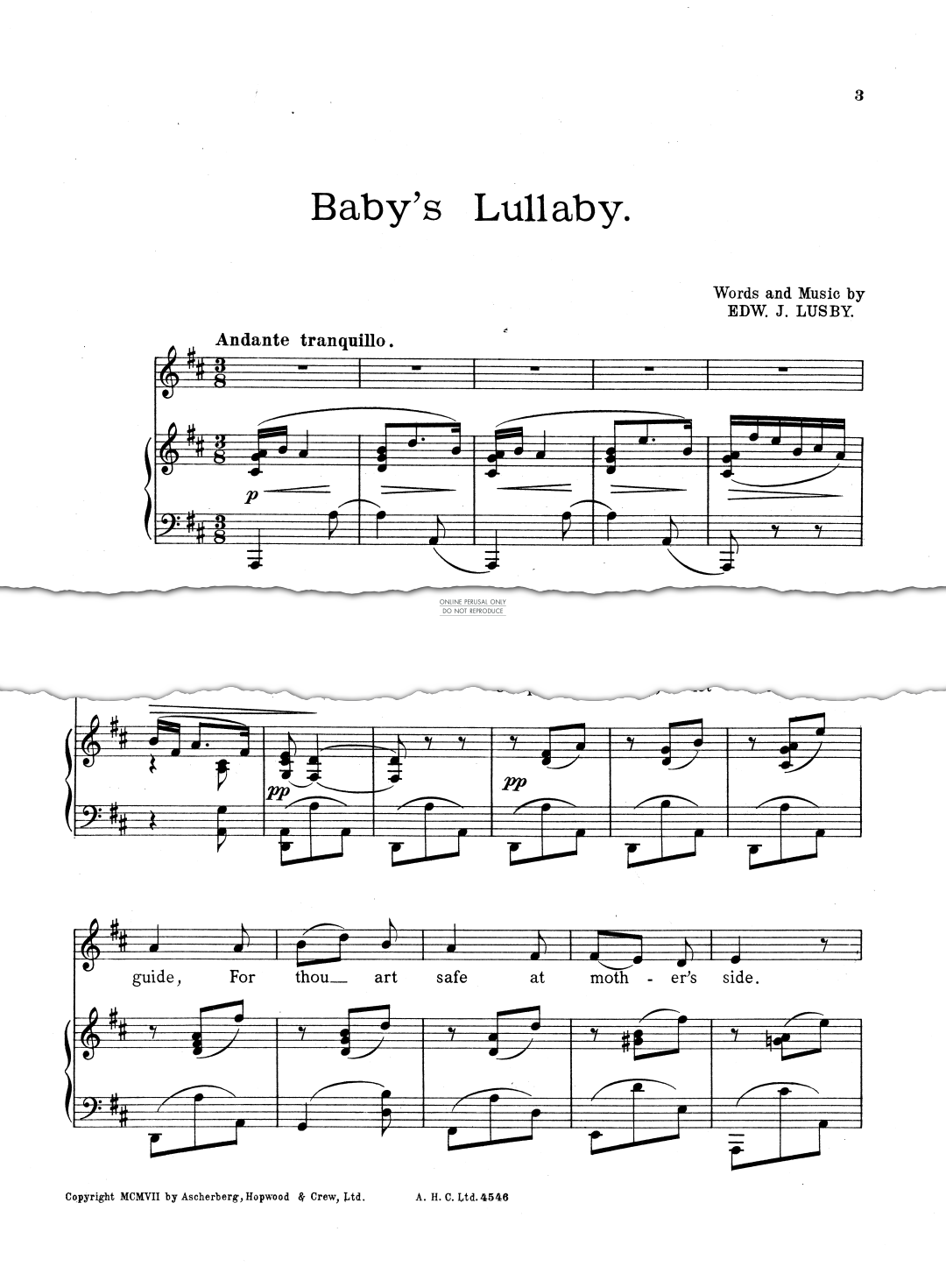 Produktgalerie: Seite 1 von 1 Baby's Lullaby, Edward J. Lusby, Gesang, Klavier