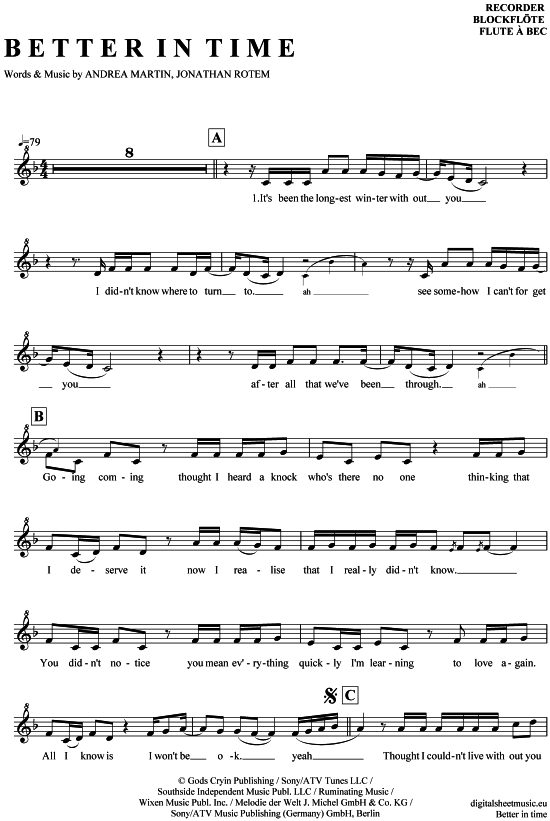 Product gallery: Page 1 of 4 Better in time , Lewis, Leona, (recorder)