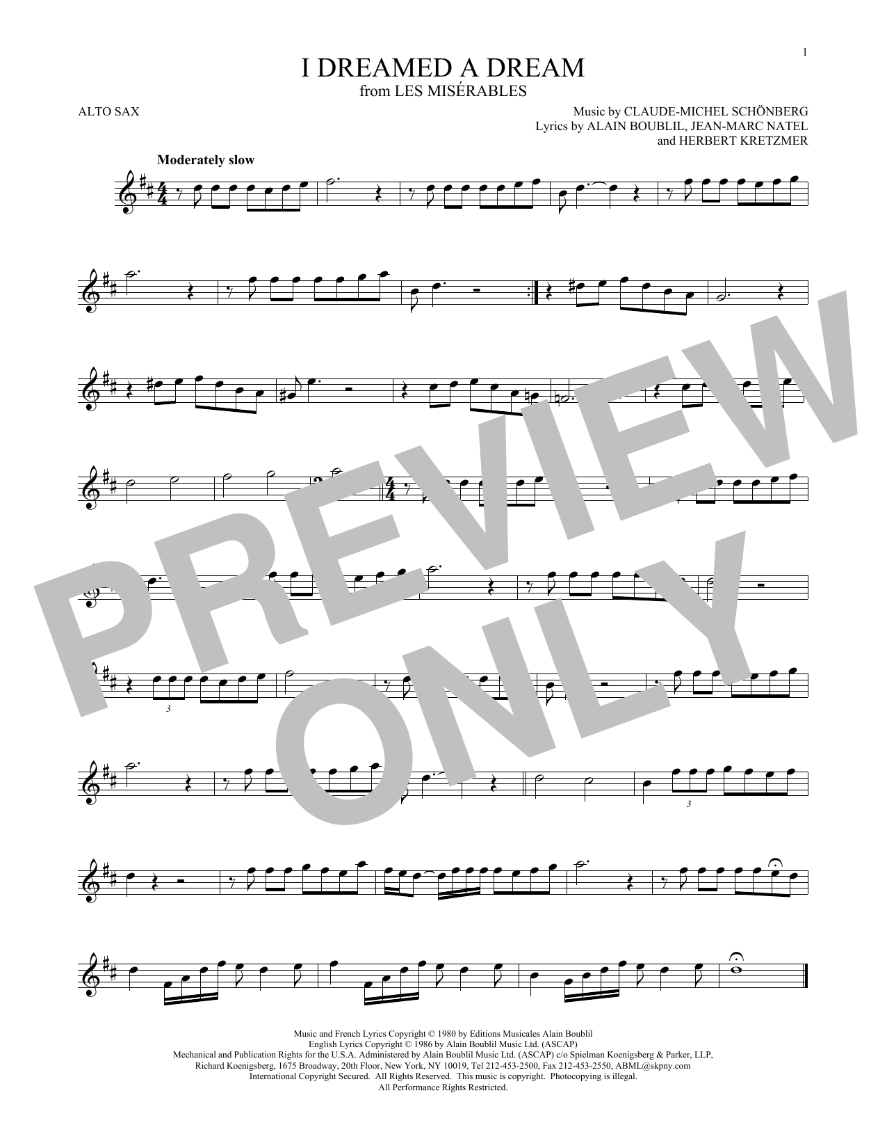 Product gallery: Page 1 of 1 I Dreamed A Dream, Claude-Michel Schonberg