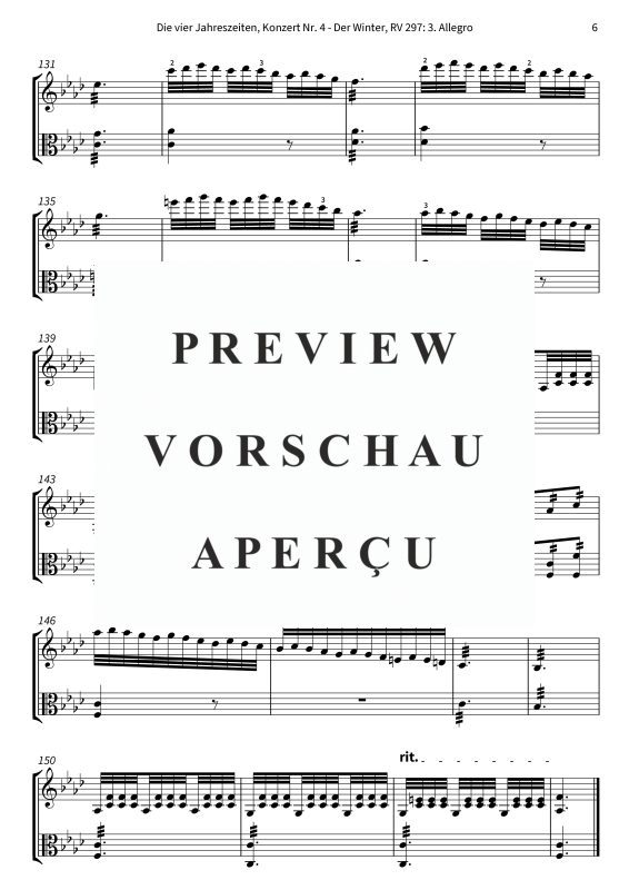 Produktgalerie: Seite 8 von 8 Die vier Jahreszeiten, Konzert Nr. 4 - Der Winter - 3. Allegro, The Twiolins, (Duett Violine + Viola)