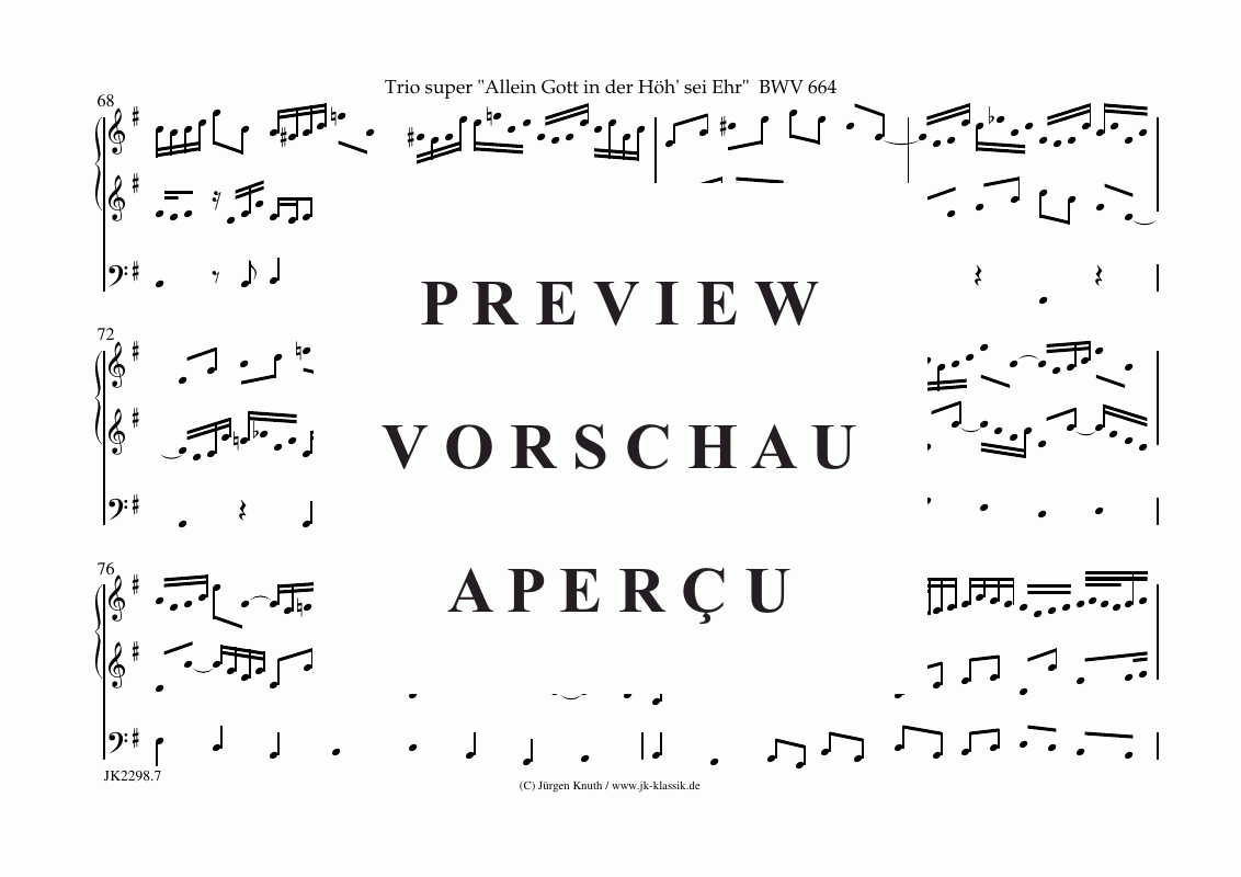 Produktgalerie: Seite 8 von 10 Trio super Allein Gott in der Höh´ sei Ehr BWV 664 G-Dur , , (Orgel Solo)