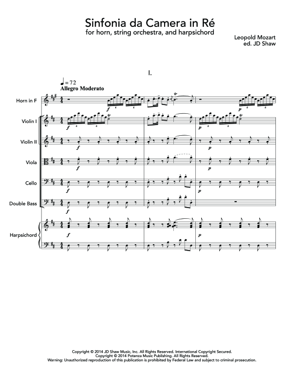 Produktgalerie: Seite 1 von 11 Sinfonia da Camera in Re, , (Horn in F Solo und Streichorchester)