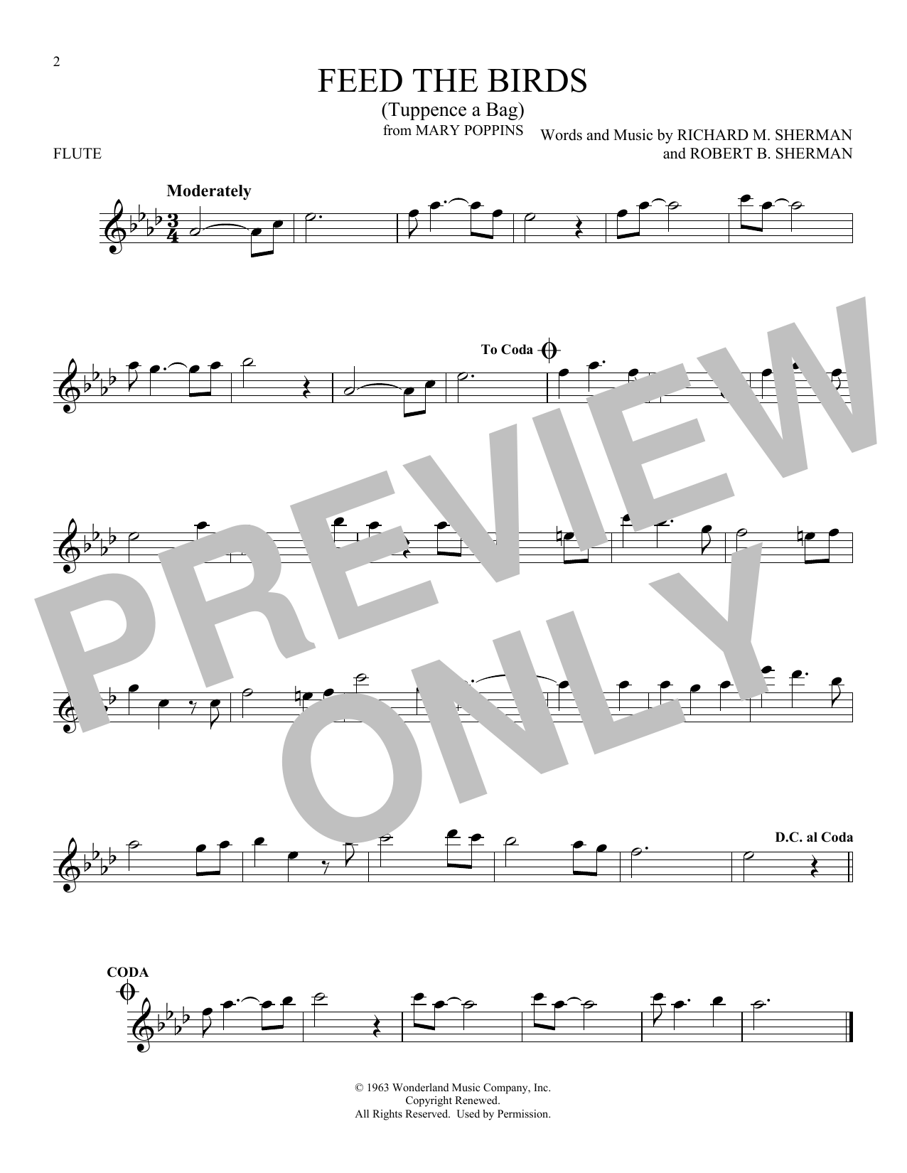 Product gallery: Page 1 of 1 Feed The Birds (Tuppence A Bag) (from Mary Poppins), Sherman Brothers