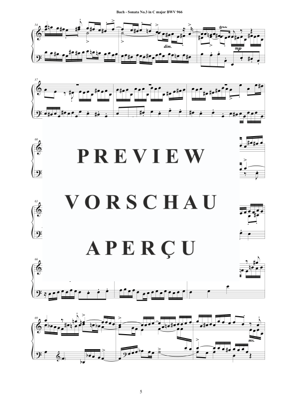 Produktgalerie: Seite 6 von 11 Sonate Nr. 3 in C-Dur BWV 966 - nach Johann Adam Reincken, , Cembalo/Klavier Solo