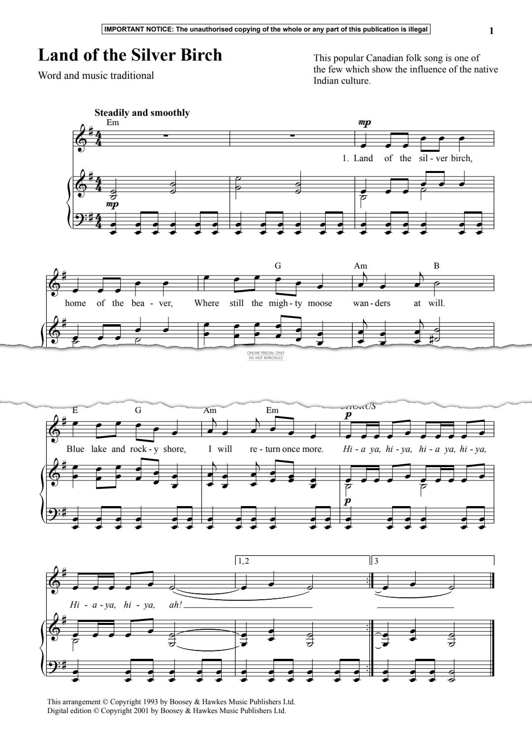 Produktgalerie: Seite 1 von 1 Land Of The Silver Birch, Traditional, Gesang, Klavier