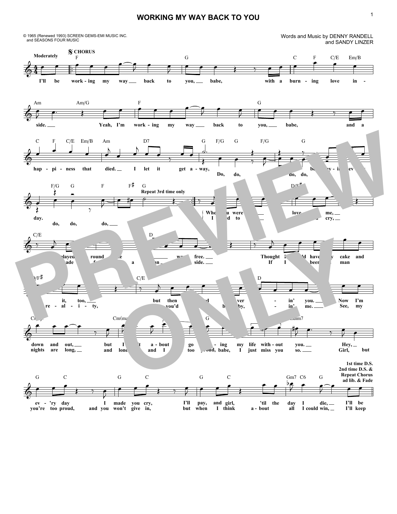 Produktgalerie: Seite 1 von 1 Working My Way Back To You, The 4 Seasons, Melodieinstrument