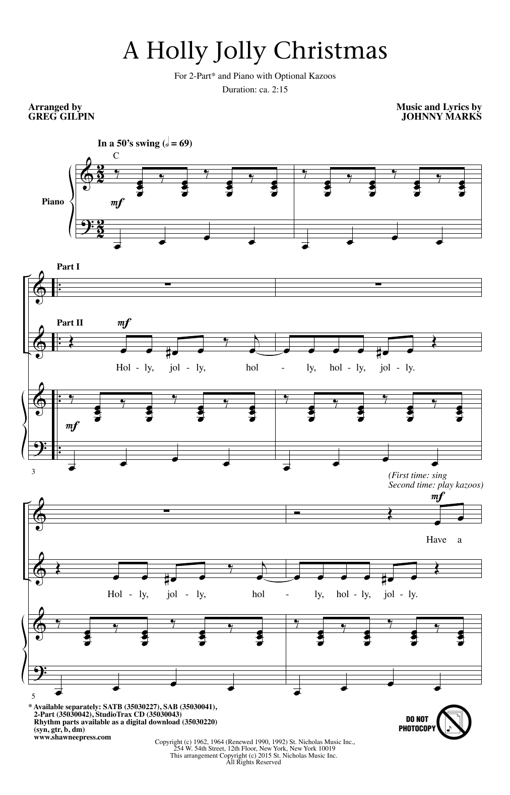 Product picture to: A Holly Jolly Christmas (arr. Greg Gilpin)