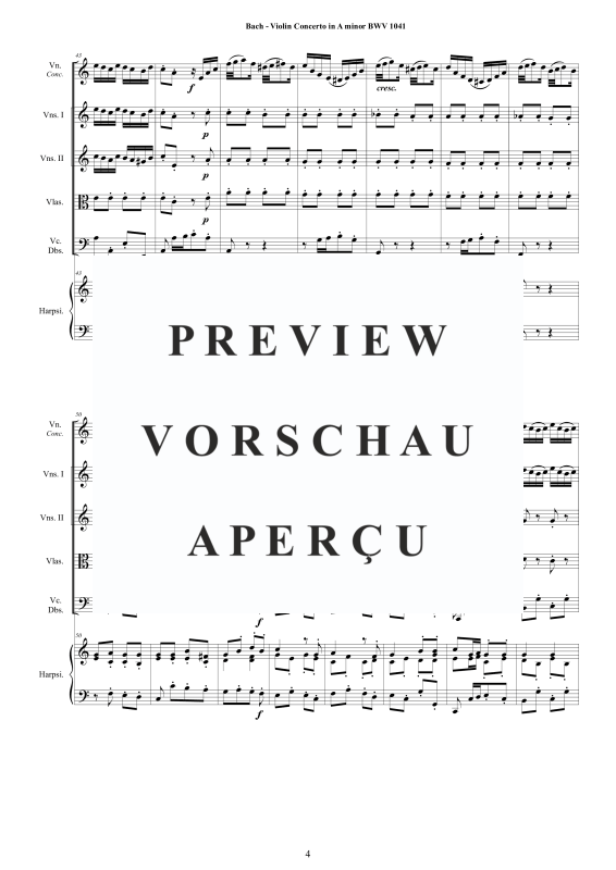 Product gallery: Page 5 of 11 Violin Concerto in A minor BWV 1041, , Mixed Ensemble: Violin, Strings and Harpsichord Bc