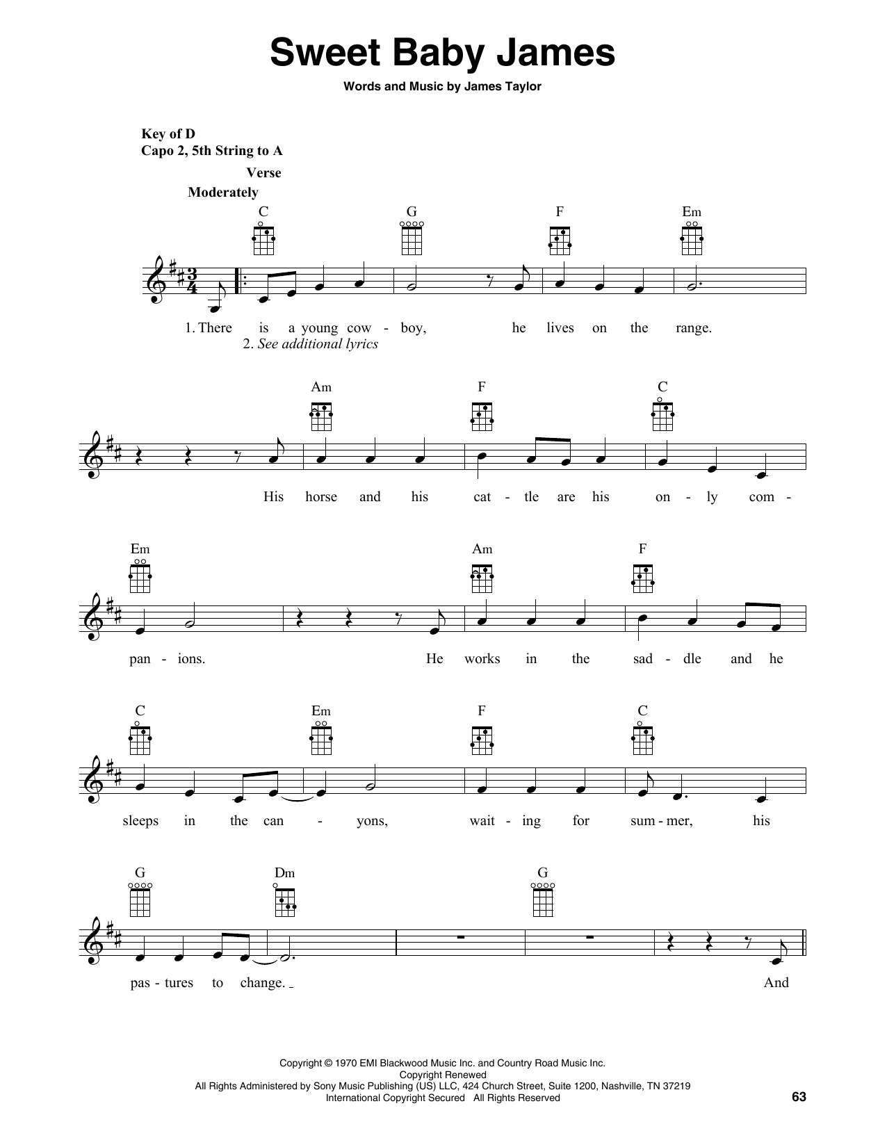 Produktgalerie: Seite 1 von 1 Sweet Baby James (arr. Fred Sokolow), James Taylor, Banjo