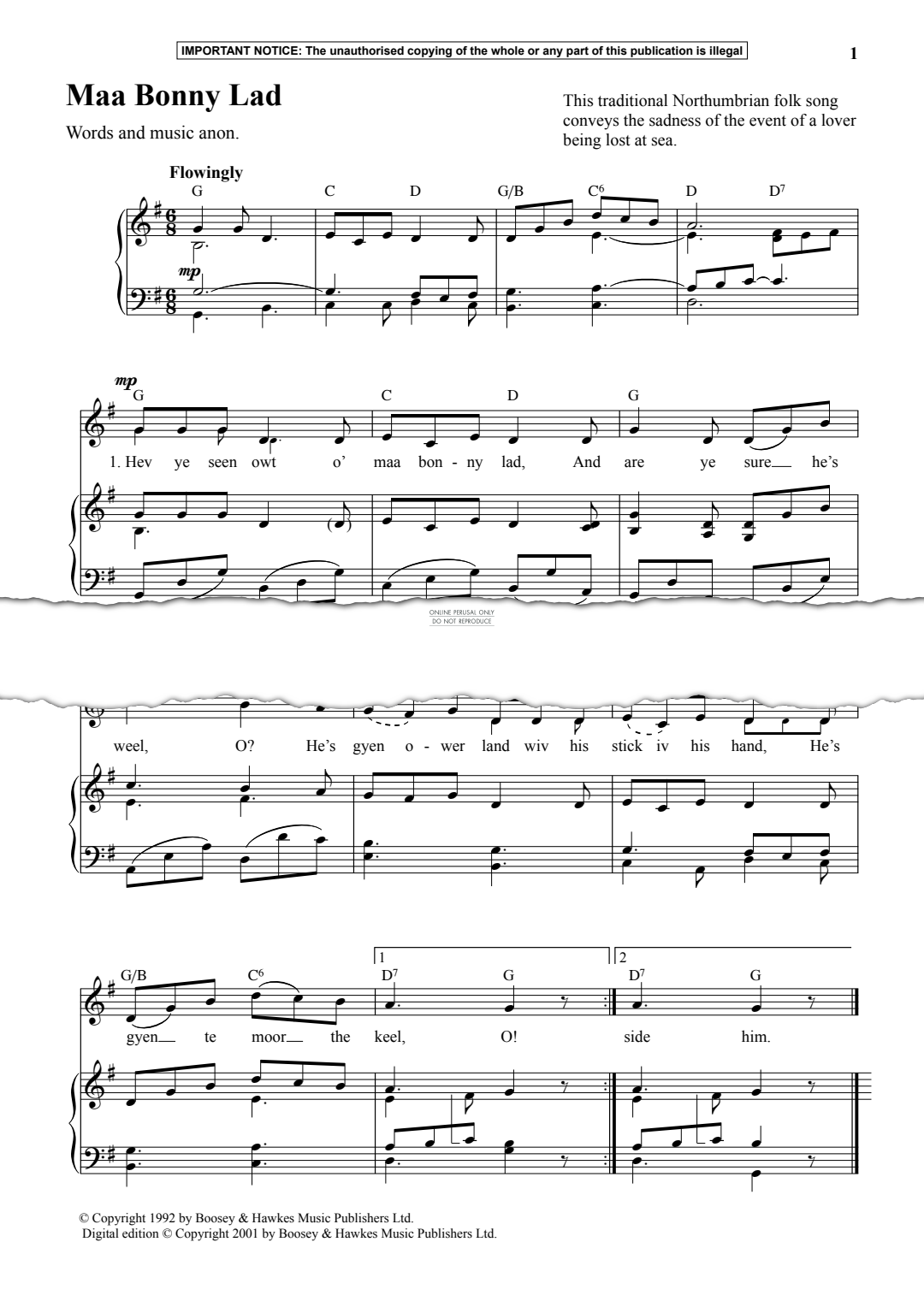 Produktgalerie: Seite 1 von 1 Maa Bonny Lad, Anon, Gesang, Klavier