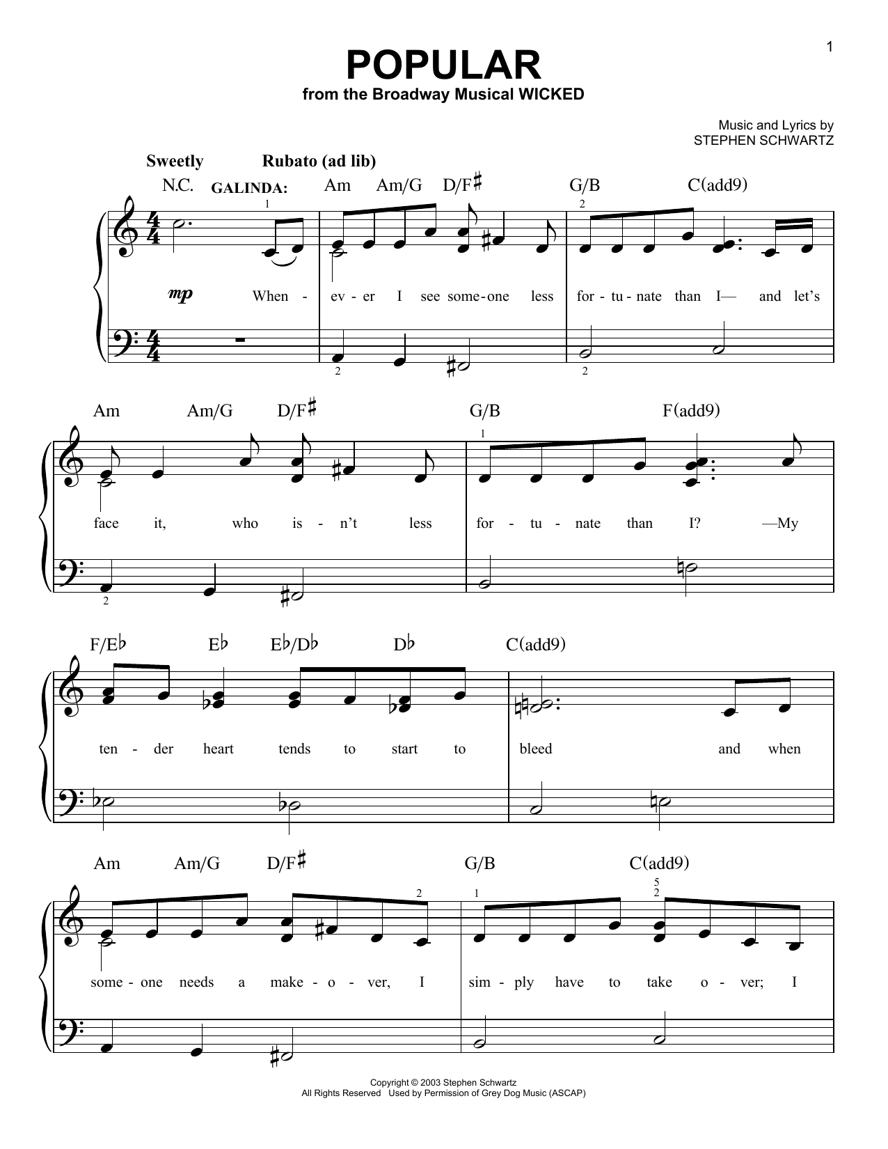 Produktbild zu: Popular (from Wicked)