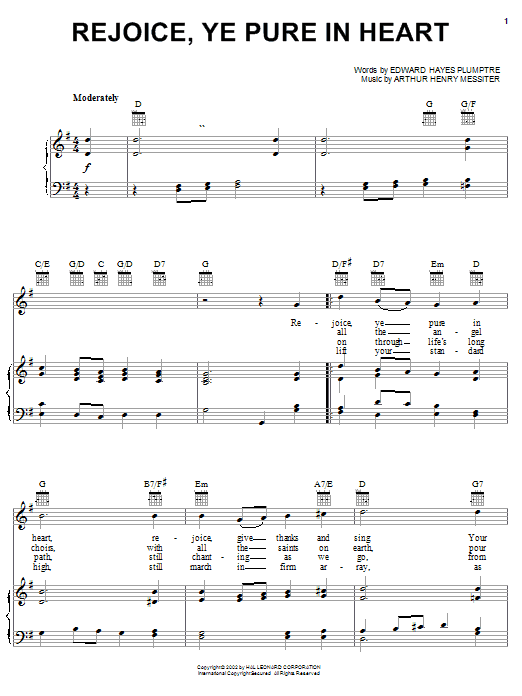 Produktgalerie: Seite 1 von 1 Rejoice, Ye Pure In Heart, Arthur Henry Messiter, Gesang, Gitarre, Klavier