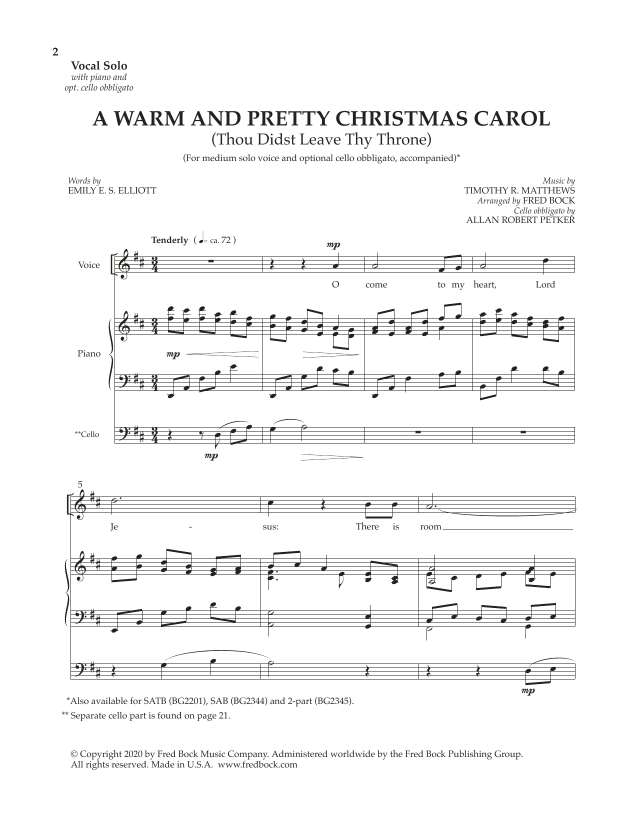 Produktbild zu: Three Christmas Solos (with optional cello obbligato)