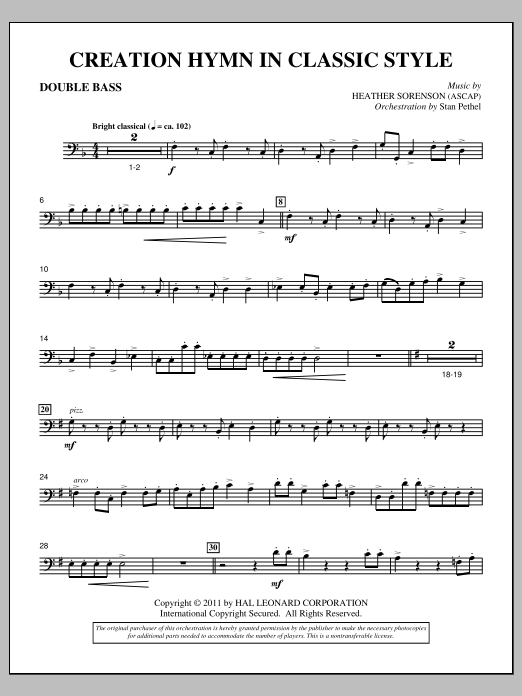 Product picture to: Creation Hymn In Classic Style - Double Bass