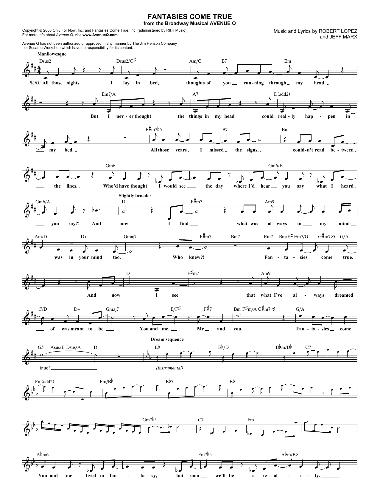 Produktbild zu: Fantasies Come True (from Avenue Q)