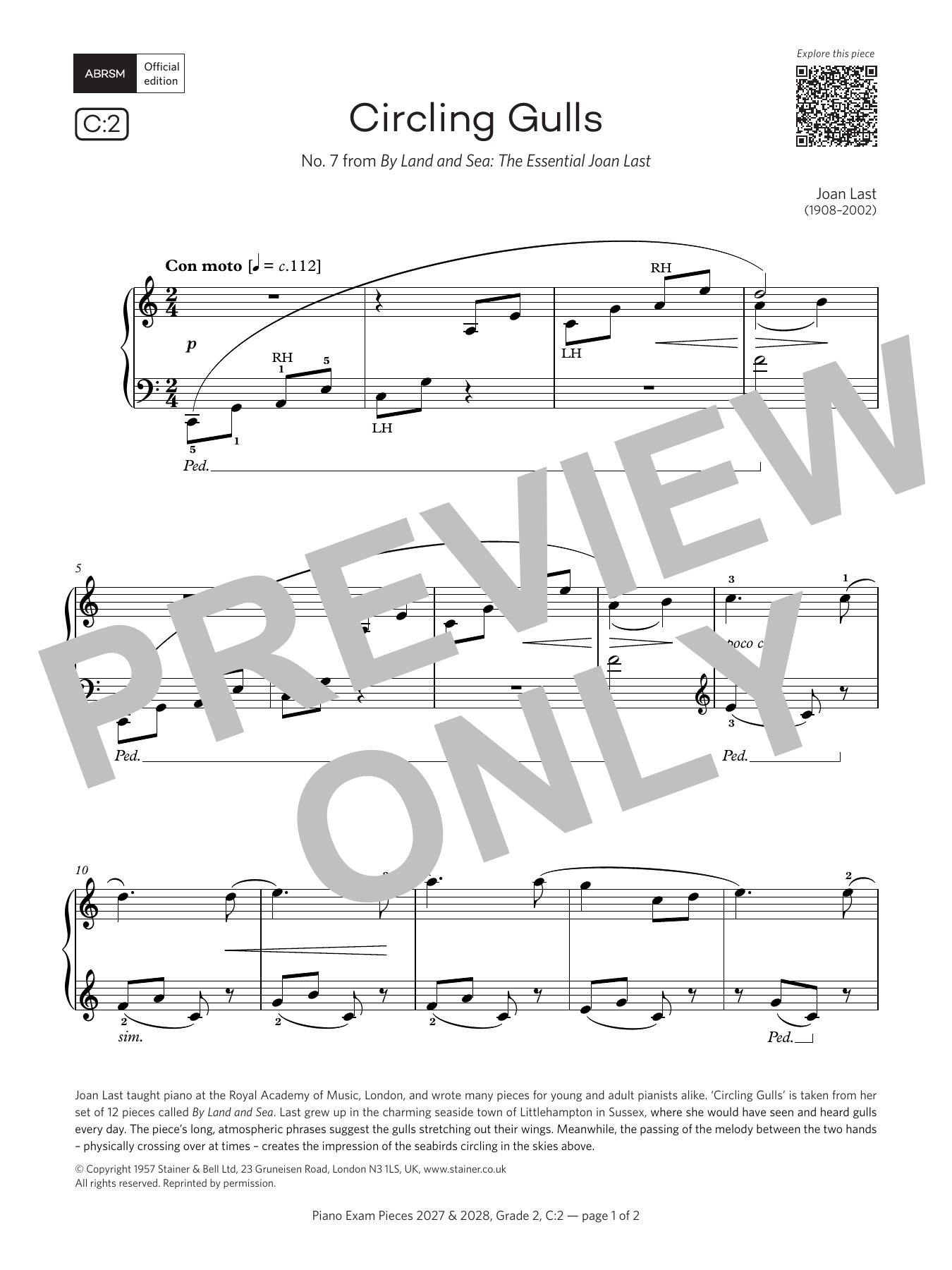 Product picture to: Circling Gulls (Grade 2, list C2, from the ABRSM Piano Syllabus 2027 & 2028)