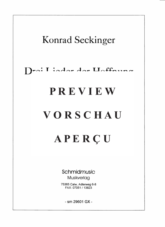 Product gallery: Page 3 of 13 Drei Lieder der Hoffnung , , (soprano + piano)